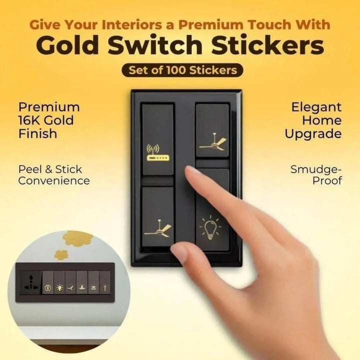 Gold Switch Board Stickers – Premium 3D Vinyl Decals