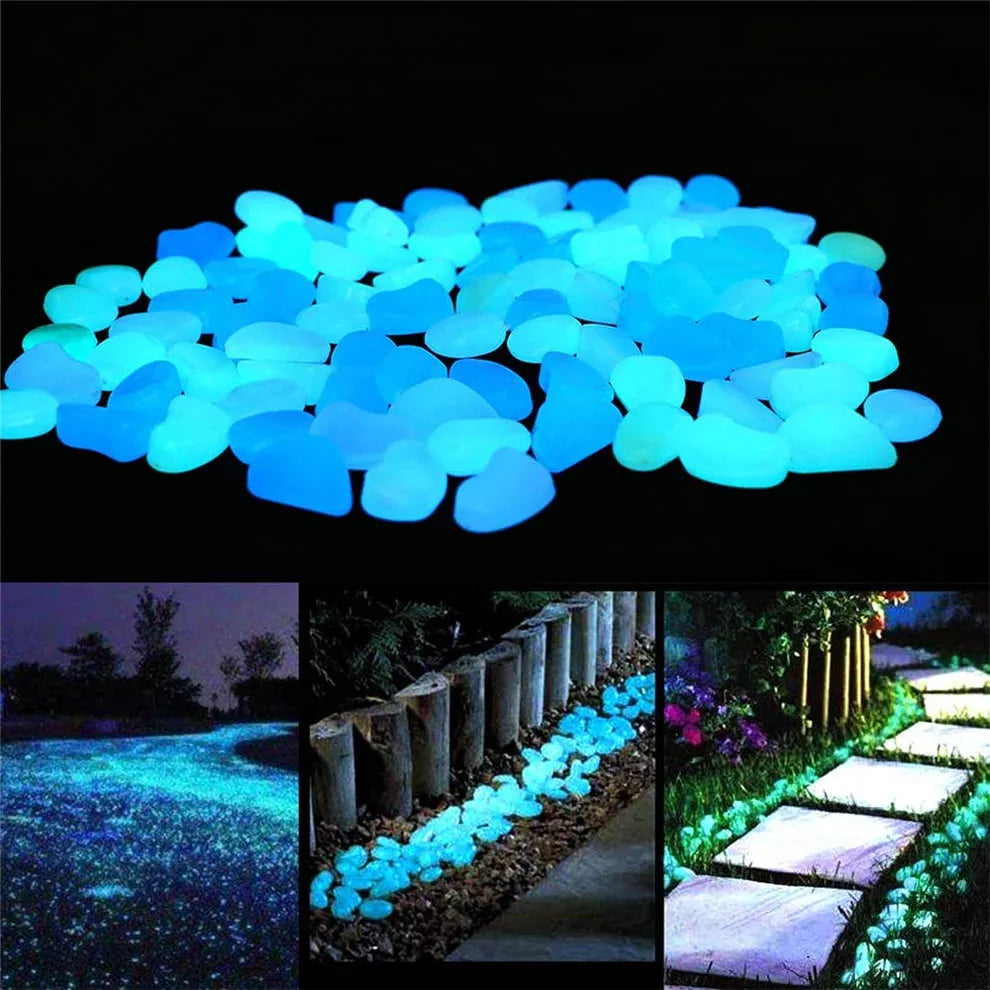 Glow-in-the-Dark Garden Pebbles – 150 Pcs | Luminous Stones for Home, Garden & Aquarium Decor