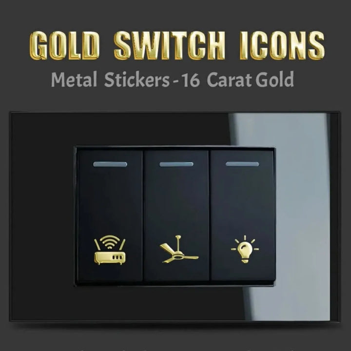Gold Switch Board Stickers – Premium 3D Vinyl Decals