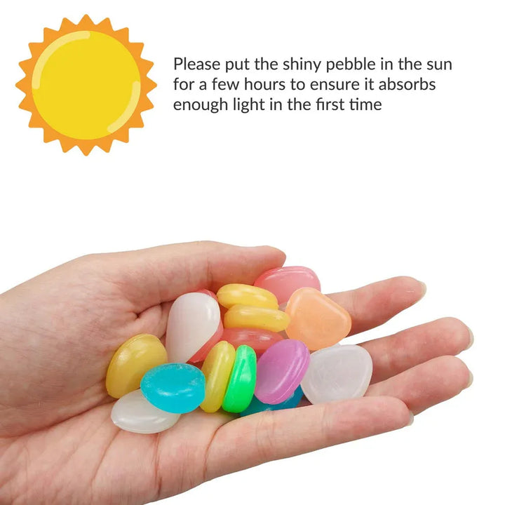 Glow-in-the-Dark Garden Pebbles – 150 Pcs | Luminous Stones for Home, Garden & Aquarium Decor