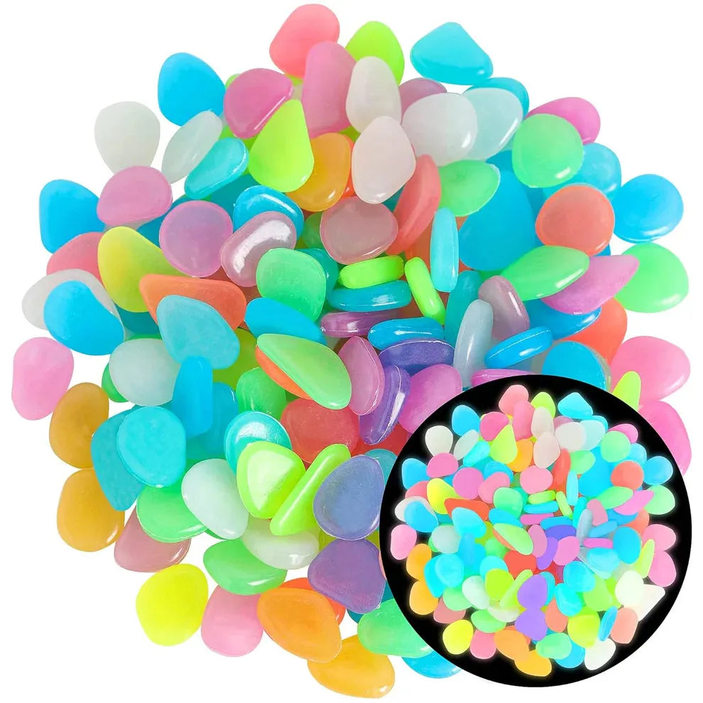 Glow-in-the-Dark Garden Pebbles – 150 Pcs | Luminous Stones for Home, Garden & Aquarium Decor