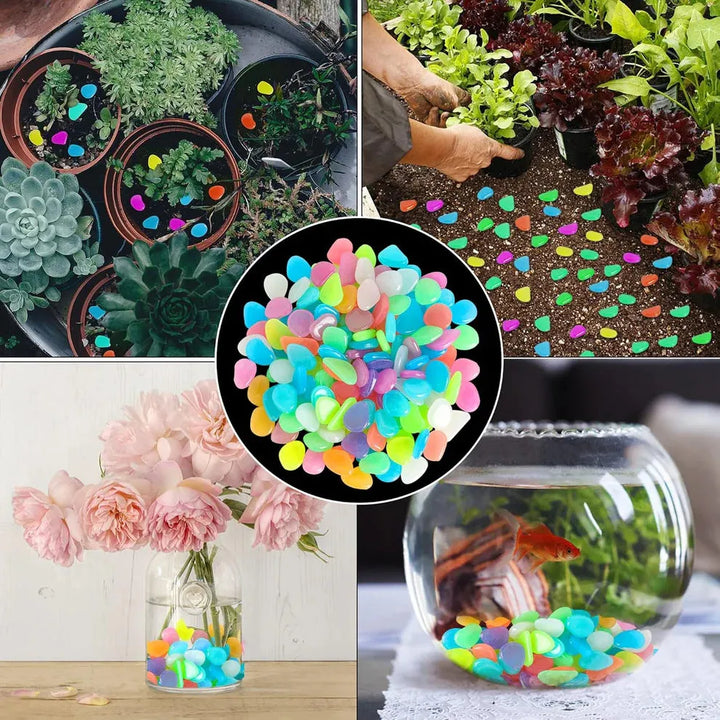 Glow-in-the-Dark Garden Pebbles – 150 Pcs | Luminous Stones for Home, Garden & Aquarium Decor