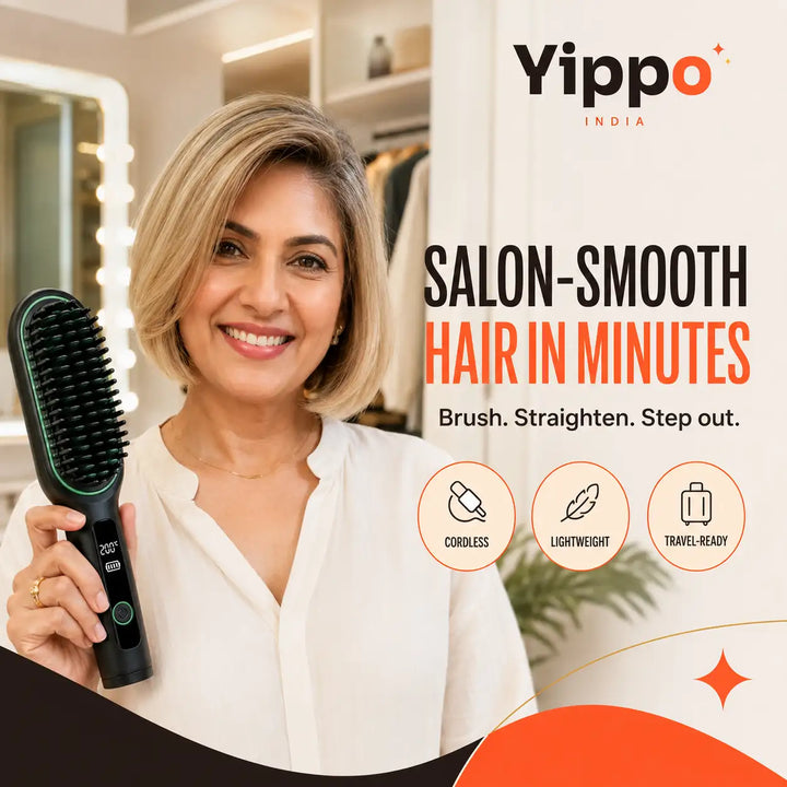 SleekGo™ Cordless Hair Straightener Brush – Portable & Rechargeable