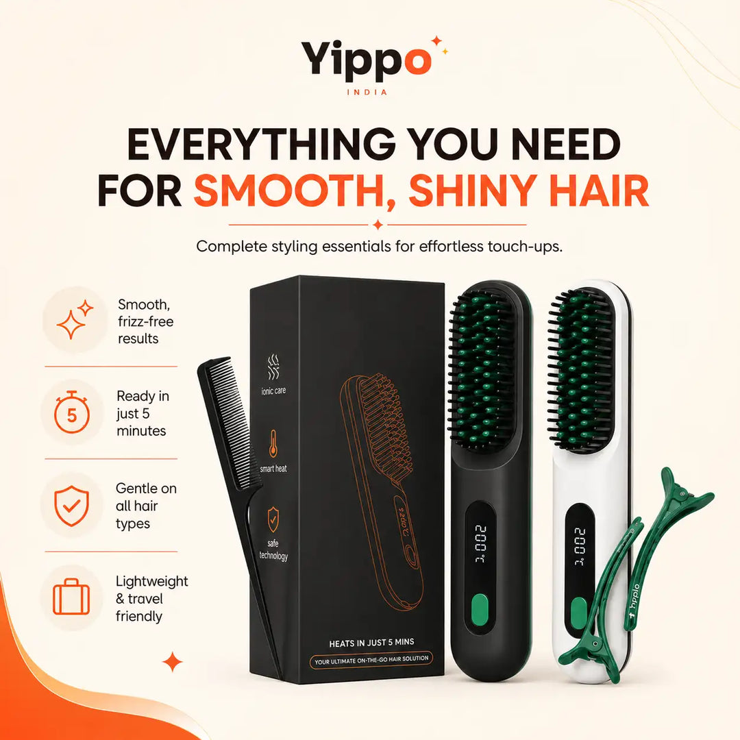 SleekGo™ Cordless Hair Straightener Brush – Portable & Rechargeable