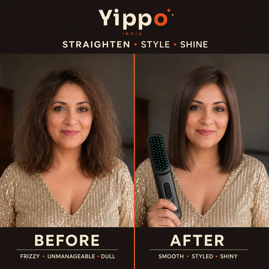 SleekGo™ Cordless Hair Straightener Brush – Portable & Rechargeable