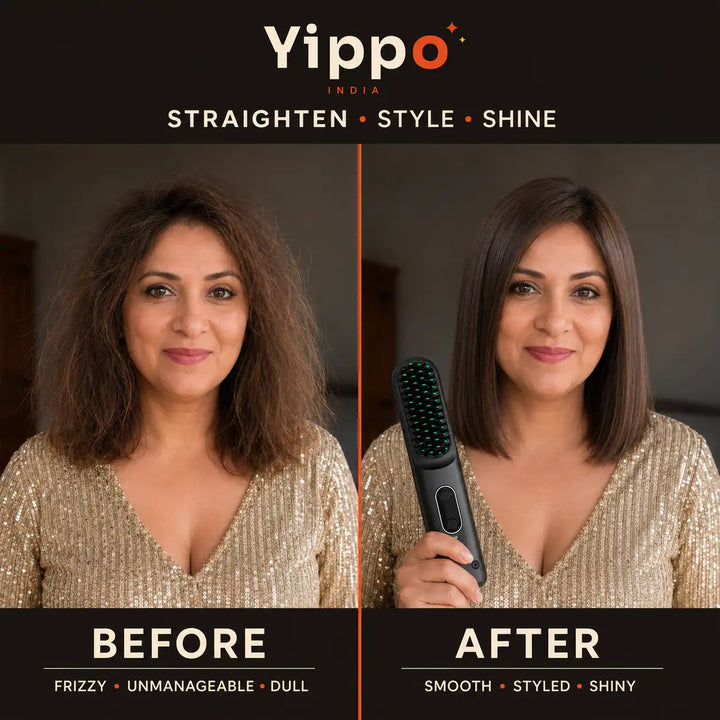 SleekGo™ Cordless Hair Straightener Brush – Portable & Rechargeable