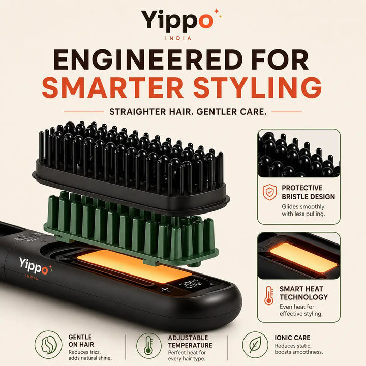 SleekGo™ Cordless Hair Straightener Brush – Portable & Rechargeable