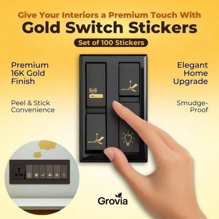 Gold Switch Board Stickers – Premium 3D Vinyl Decals