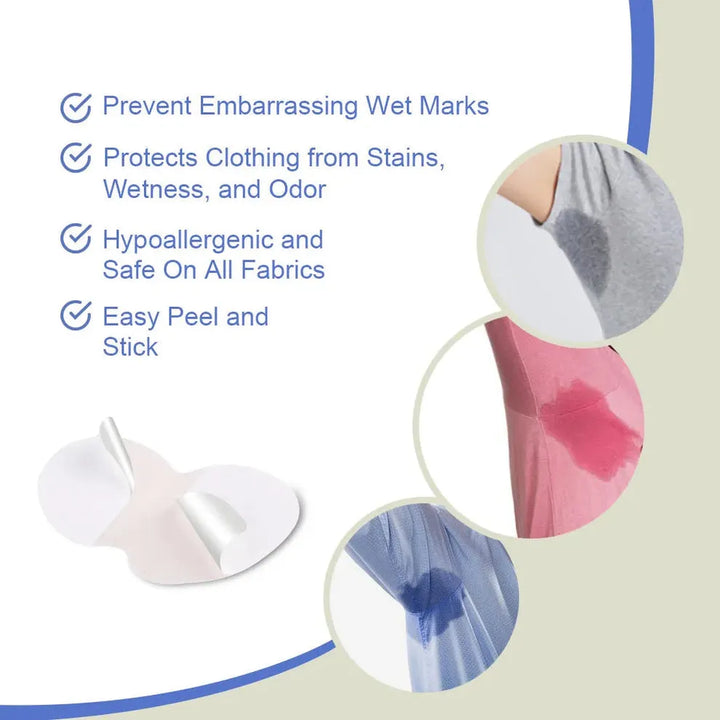 Disposable Underarm Sweat Pads (Peel & Stick, Invisible)