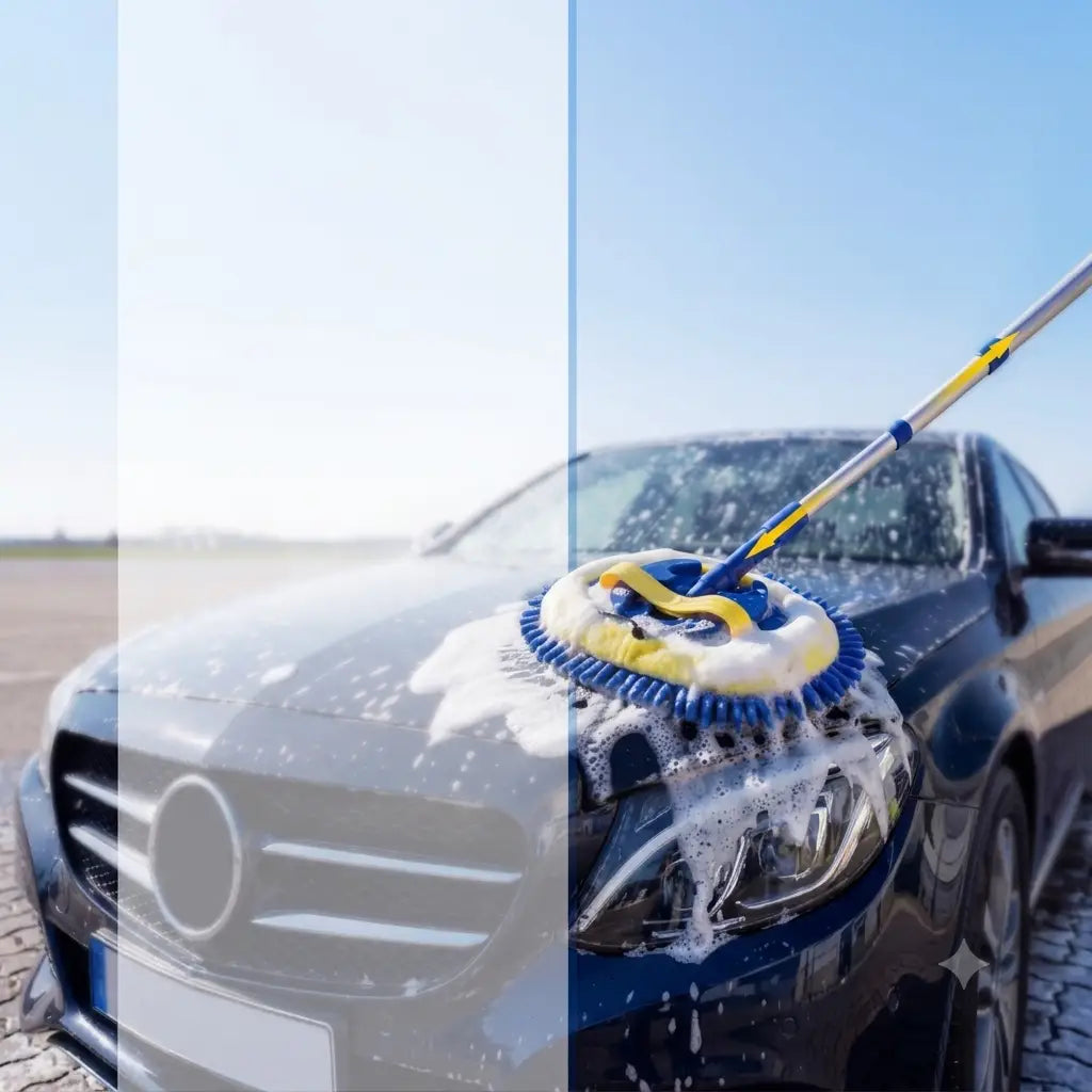 3-in-1 Telescopic Car Wash Mop – Scratch-Free Microfiber with Extendable Long Handle